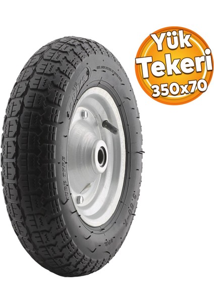 Onaks El Arabası Yük Taşıma Tekeri Bilyeli Rulmanlı Havalı Dubleks 350X70 mm Çelik Jant Tekerlek