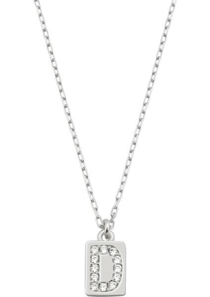 Plaka D Harfi Gümüş Kolye