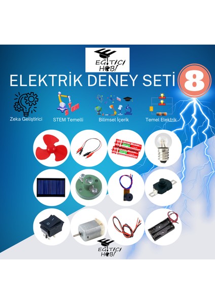 Kutulu Elektrik Deney Seti 8 Eğitici Hobi Bilim Seti fiyatları