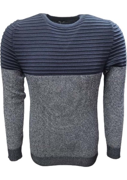 C3532 Erkek Basic Triko Bisiklet Yaka Ince Kazak - C3532 - Lacivert - St00769-Lacıvert-L