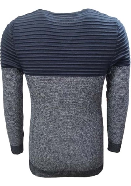 C3532 Erkek Basic Triko Bisiklet Yaka Ince Kazak - C3532 - Lacivert - St00769-Lacıvert-L
