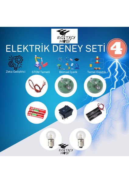 Kutulu Elektrik Deney Seti 4 Eğitici Hobi Bilim Seti