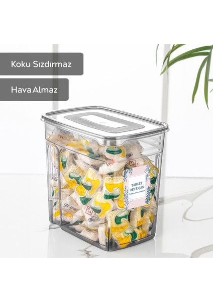 2 Adet 3,5 Litre Lena Pratik Kapaklı Banyo Düzenleyici Saklama Kabı Etiketli Tablet Deterjan Kutusu fiyatları