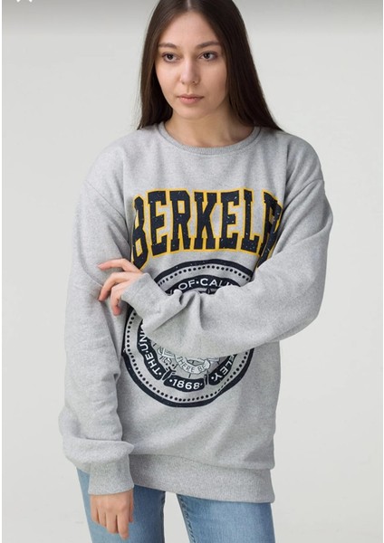 Brkly Gri Içi Şardonlu Yuvarlak Yaka Uzun Sweatshirt