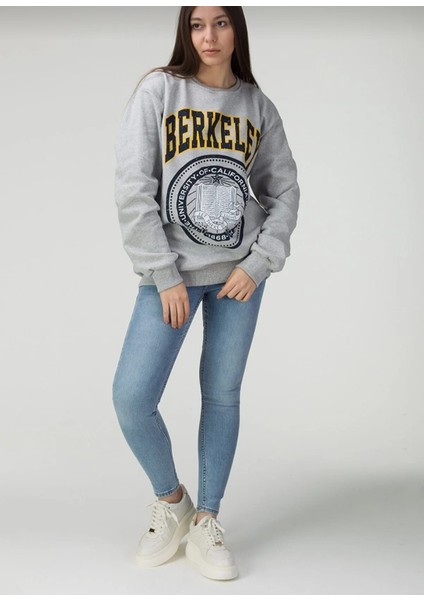 Brkly Gri Içi Şardonlu Yuvarlak Yaka Uzun Sweatshirt