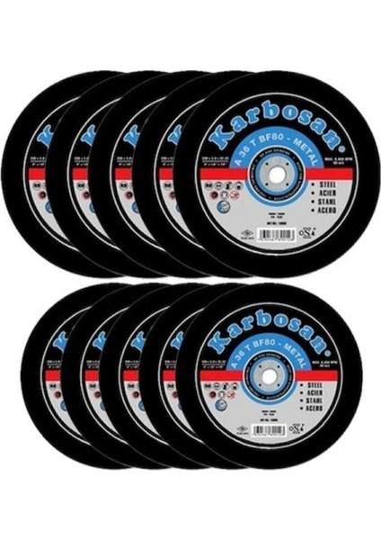 115 x 3 x 22.23 Metal Kesme Taşı Düz 10'lu