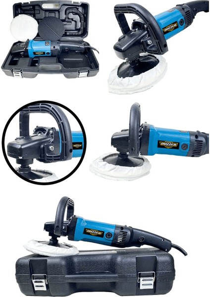 Wolf Seriiprofesyonel 7000 W 180 mm 6 Kademeli Kutulu Zımpara Pasta Cila ve Polisaj Makinesi