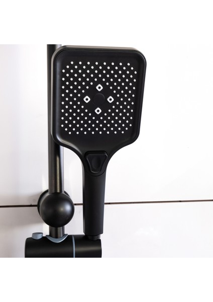 Banora Deluxe Kare Duş Sistemi, 2 Fonksiyon El Duşu Takımı, Paslanmaz Çelik, Standart Sabunluk, Siyah