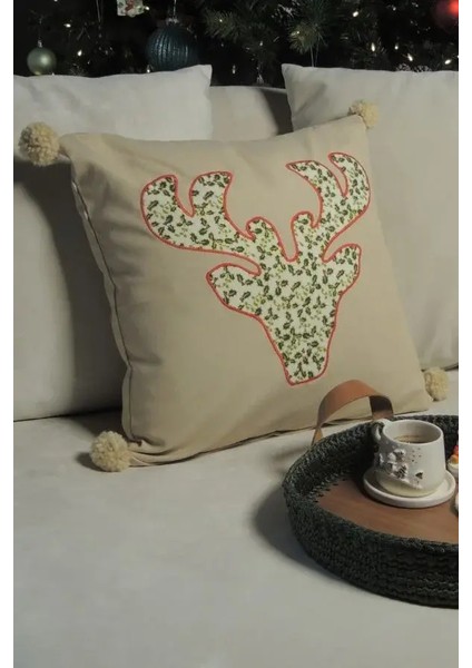 Kokina Geyik Motifli Dekoratif Yılbaşı Kırlent Kılıfı 45x45 cm fiyatları