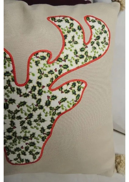 Kokina Geyik Motifli Dekoratif Yılbaşı Kırlent Kılıfı 45x45 cm modelleri
