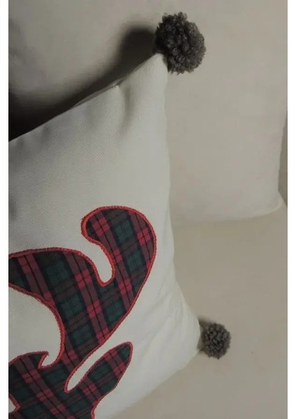 Ekose Geyik Motifli Dekoratif Yılbaşı Kırlent Kılıfı Kırmızı 45x45 cm indirimleri