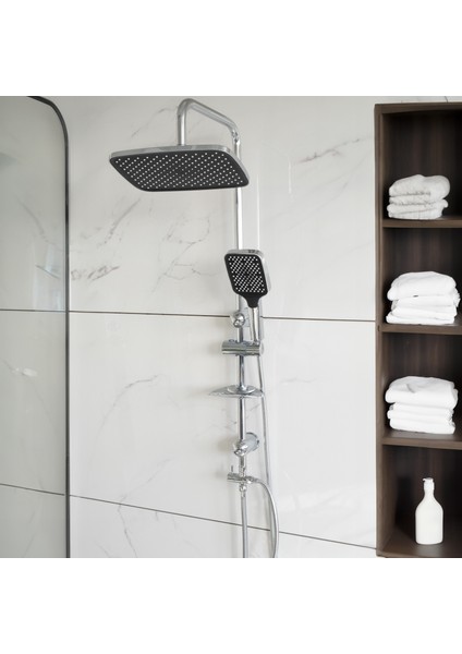 Banora Deluxe Oval Duş Sistemi, 2 Fonksiyon El Duşu Takımı, Paslanmaz Çelik, Standart Sabunluk, Krom