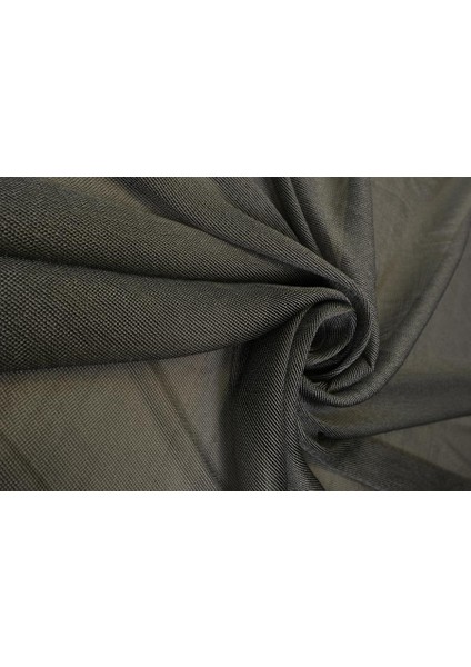 Murcia Dökümlü Tül Perde Pilesiz Koyu Gri