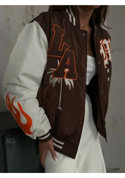 Kadın Oversize Nakışlı Kolej Ceket fiyatları