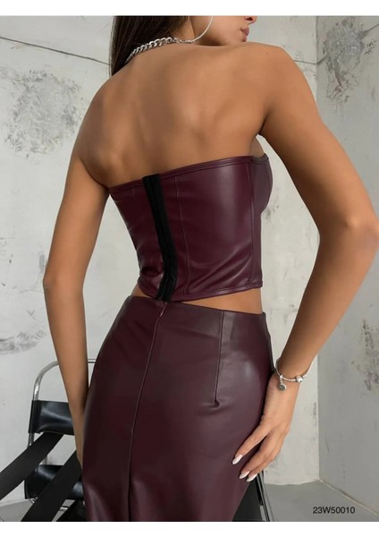 Kadın Balenli Deri Crop modelleri