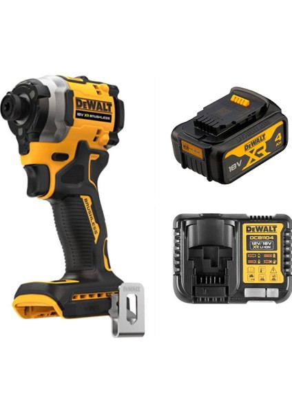 DCF850N 18V 205NM Kömürsüz Darbeli+Dewalt DCB1104 4A Şarj Cihazı+Dewalt DCB182-XJ 18 Volt / 4,0 Ah Li-Ion Yedek Akü (1adet)