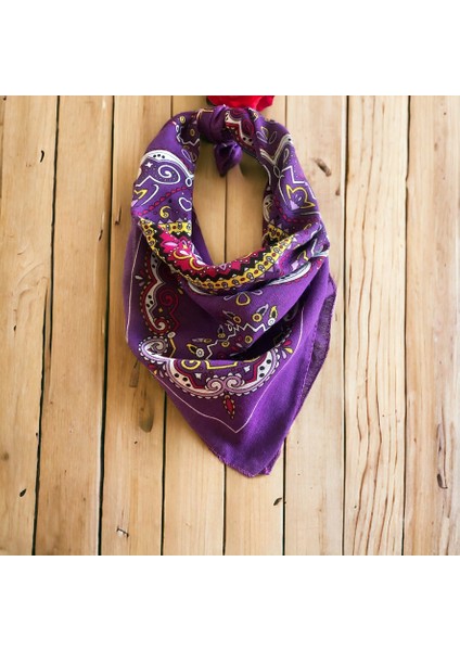 Als Accessories Kadın Mor Renk Çok Desenli %100 Cotton Bandana