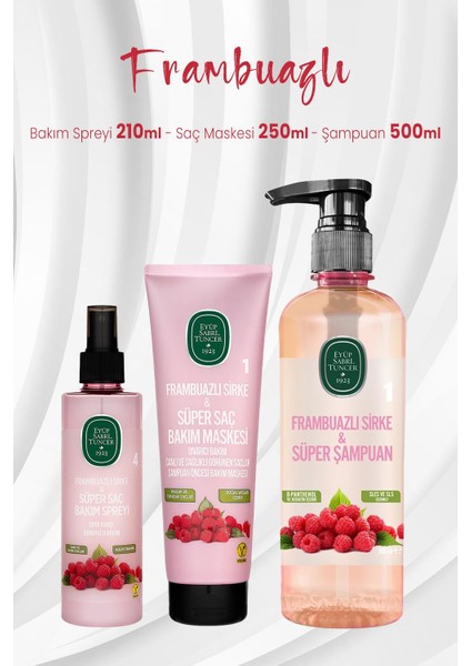 Frambuazlı Saç Bakım Spreyi 210 Ml, Maskesi 250 Ml Ve Şampuan 500 Ml