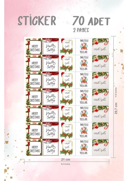 Yeni Yıl Yılbaşı Happy New Year Etiket 70 Adet Tabaka Şeklinde fırsatları