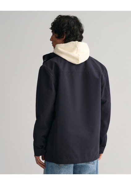 Erkek Lacivert Regular Fit Kapüşonlu Düz Ceket 7006354.446