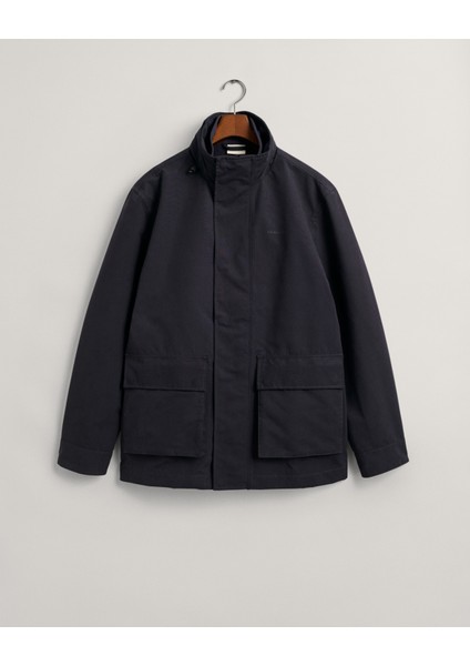 Erkek Lacivert Regular Fit Kapüşonlu Düz Ceket 7006354.446