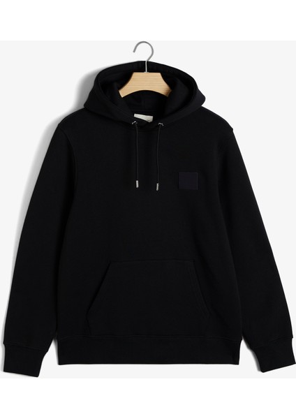 Erkek Siyah Regular Fit Kapüşonlu Logolu Sweatshirt 2037039.5