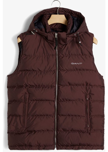 Erkek Bordo Regular Fit Kapüşonlu Logolu Yelek 7006352.279