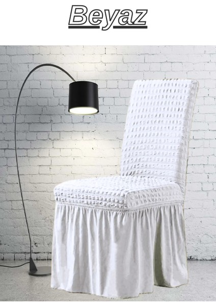 E Bahar 6 Adet Bürümcük Sandalye Kılıfı. Likralı Etekli Lastikli Yıkanabilir Sandalye Örtüsü.