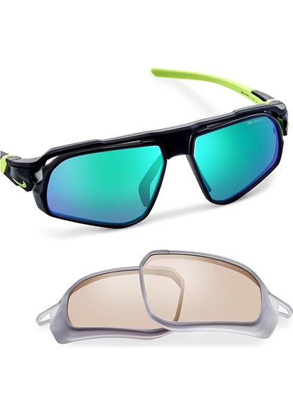 Flyfree M FV2391 010 59 Outdoor Yeşil Aynalı Değiştirilebilir Camlı Siyah Güneş Gözlüğü
