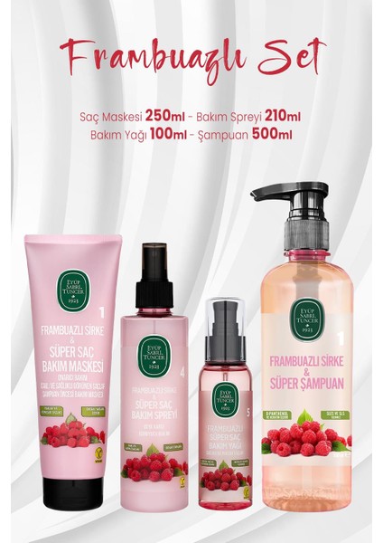 Frambuazlı Saç Bakım Spreyi 210 Ml, Saç Maskesi 250 Ml, Saç Yağı 100 Ml Ve Şampuan 500 Ml