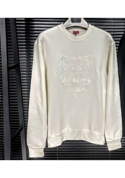 Regülarfit Kesim Tona Ton Nakış Işlemeli Kaplan Logolu Sweatshirt