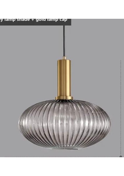 Rustik Dekoratif Metal Modern Füme Opal Camlı Tekli Avize