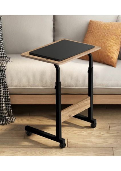 Yükseklik Ayarlı Laptop / Notebook ve Tablet Sehpası - Atlantik Çam (Tekerli) 45X40
