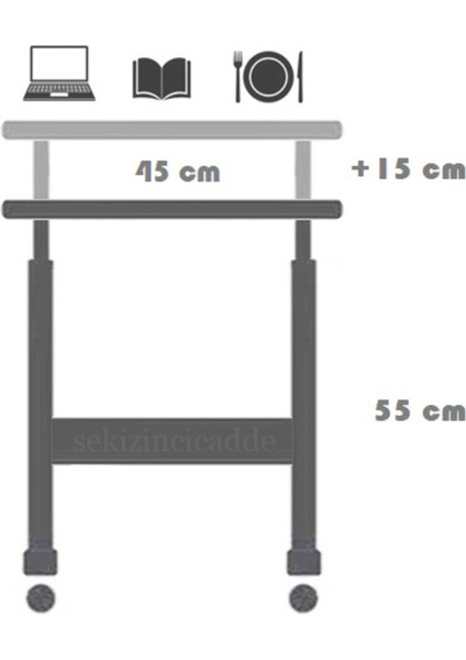 Yükseklik Ayarlı Laptop / Notebook ve Tablet Sehpası - Atlantik Çam (Tekerli) 45X40 fiyatları