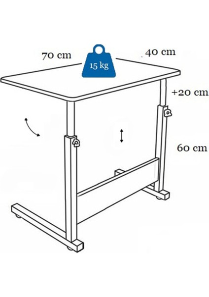 Yükseklik Ayarlı Eğimli ve Katlanabilen Laptop Sehpası - Ceviz (Tekerli) Oval Kenar fırsatları