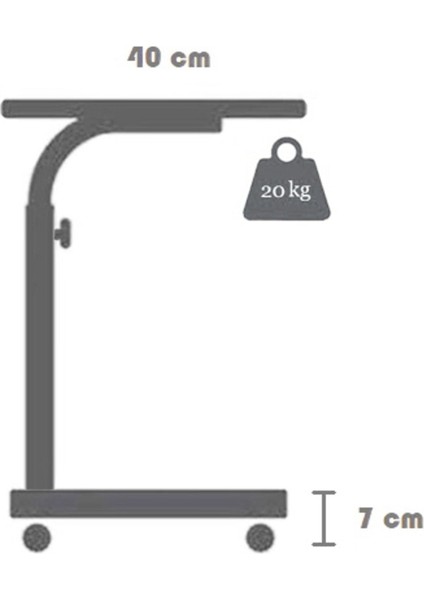 Yükseklik Ayarlı Laptop Sehpası ve Çalışma Masası - Atlantik Çam (Tekerli) 70X40 Oval Kenar indirimleri