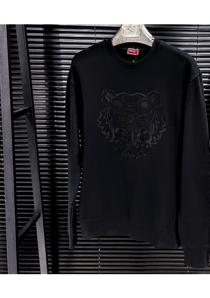 Regülarfit Kesim Tona Ton Nakış Işlemeli Kaplan Logolu Sweatshirt