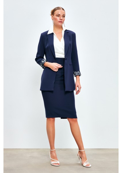 Düz Kalem Etek - Lacivert