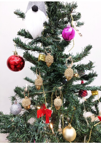 5'li Yılbaşı Çam Ağacı Süsü Meşe Palamudu Pelit Palut Yeni Yıl Noel Yemiş Hediye Süs Christmas Gold fiyatları