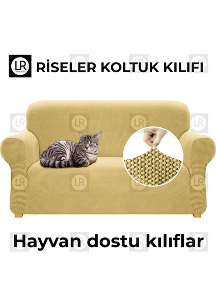 Riselerhome Lastıklı Esnek Koltuk Kanepe Kılıfı Takımı Çekyat Örtüsü  (3+3+1+1 ) Takım