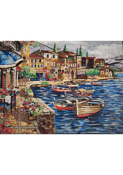 Mozaık Gemi Deniz Manzaralı Mermer Tablosu fiyatları