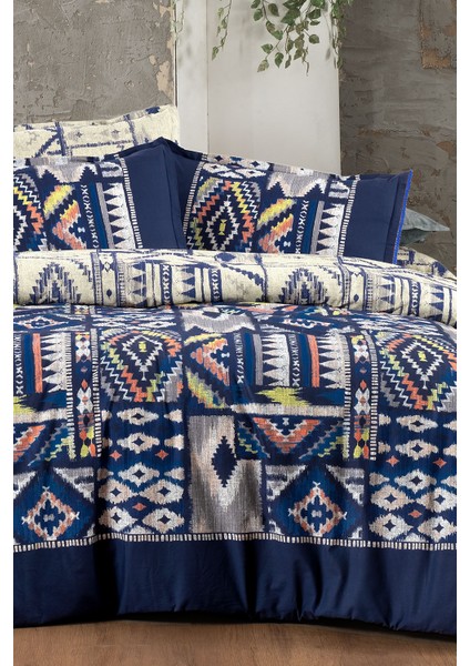 Gilya Mavi King Size (Battal Boy) %100 Pamuk Poplin Yıkamalı Çift Taraflı Kullanılabilir Nevresim Takımı fırsatları