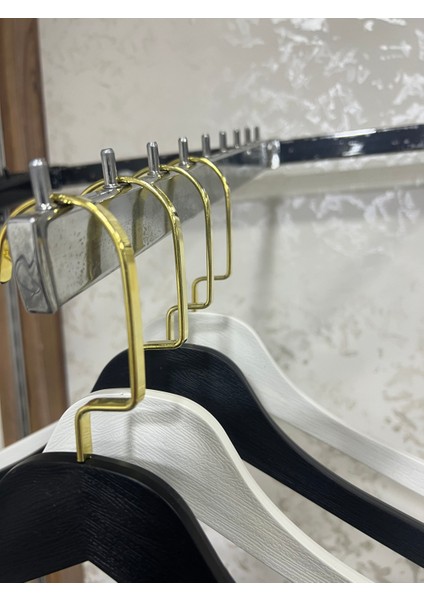 Ahşap Görünümlü Gold Kancalı Lüks Kanca Mağaza Abiye Sbowroom Askısı 10 Adet Lamaag