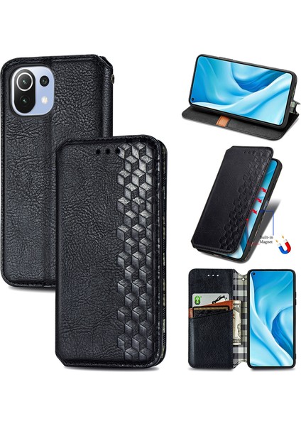 Xiaomi 11 Lite Cüzdan Kılıfı ile Uyumlu, Kart Tutuculu, Pu Deri Flip Kickstand Kapak (Yurt Dışından)