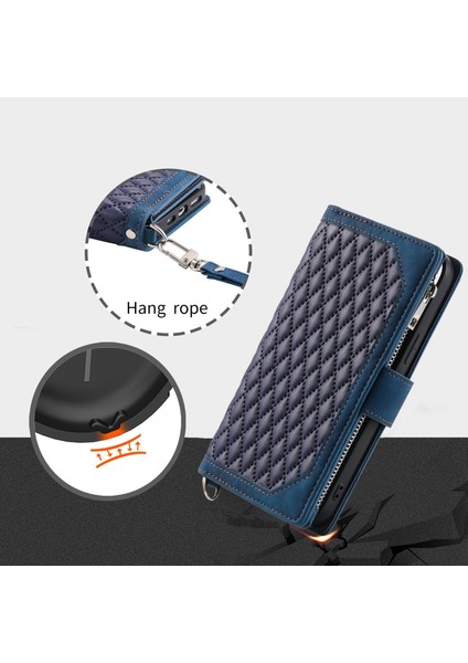 iPhone 13 Pro Max Için Kılıf Kart Tutuculu Cüzdan Kılıf Bilek Askılı Pu Deri Fermuarlı Çanta Kapağı (Yurt Dışından)
