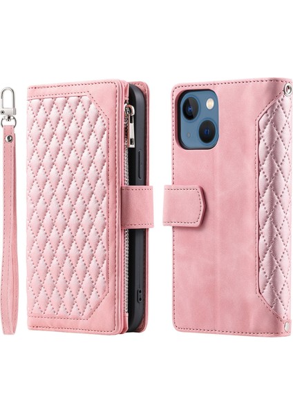 iPhone 13 Mini Için Kılıf Kart Tutuculu Cüzdan Kılıf Bilek Askılı Pu Deri Fermuarlı Çanta Kapağı (Yurt Dışından)