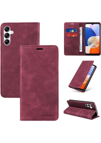 Samsung Galaxy A14 4G/A14 5g Cüzdan Derisi ile Uyumlu-Rfıd Engellemeli Kart Sahipleri-Tpu Kapaklı Kapak (Yurt Dışından)
