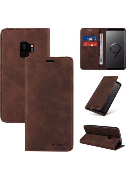 Samsung Galaxy S9 Cüzdan Derisi ile Uyumlu-Rfıd Engellemeli Kart Sahipleri-Tpu Kapaklı Kapak (Yurt Dışından)