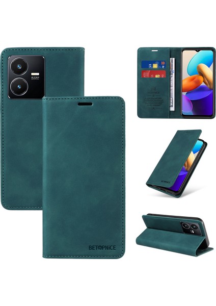 Vıvo Y35 4G/Y22S/Y22 Cüzdan Derisi ile Uyumlu-Rfıd Engellemeli Kart Sahipleri-Tpu Kapaklı Kapak (Yurt Dışından)