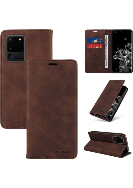 Samsung Galaxy S20 Ultra Cüzdan Derisi ile Uyumlu-Rfıd Engellemeli Kart Sahipleri-Tpu Kapaklı Kapak (Yurt Dışından)